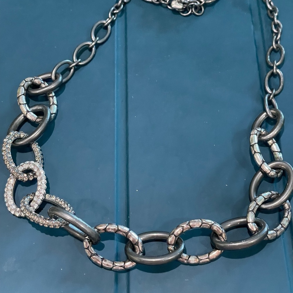 Brighton Pebble Pave Gunmetal Silver Adjustable Neclace